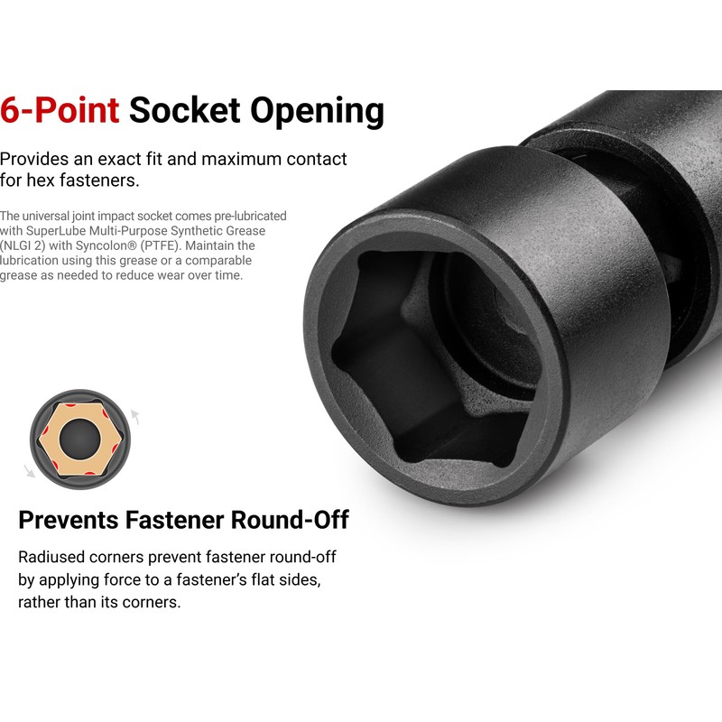 TEKTON 3/8 Inch Drive x 1/2 Inch 6-Point Universal Joint