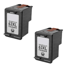 WOC Remanufactured Ink Cartridge Replacement for HP 63 / 63XL (F6U62AN / F6U64AN) (Jumbo Black: 153% Higher Yield) (2-Pack: 2X Black)