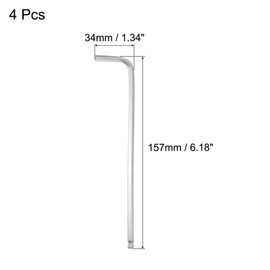 TOP-VIGOR 4Pcs 3/16" Ball End Hex Key Wrench, L Shaped Long Arm Allen Wrench for Household DIY, Professional Machine Repairing, CR-V