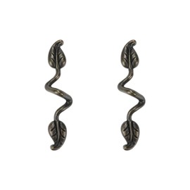 Pastlla Leaf Shape Drawer Pull Handle, Vintage Bronze Leaf Dresser Pull Knob Twig Branch Decorative Cabinet Wardrobe Furniture Door Drawer Pull Handle, 2 Pcs Zinc Alloy 3" Hole Center