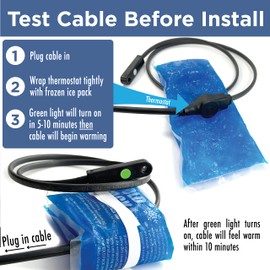 Radiant Solutions Company Intelligent Heat Tape for Water Pipe Freeze Protection - With GlowCap™, Built-in Thermostat, Tape Included, 10-yr Warranty, Heavy-Duty, Self-Regulating, 120V (80 Ft)