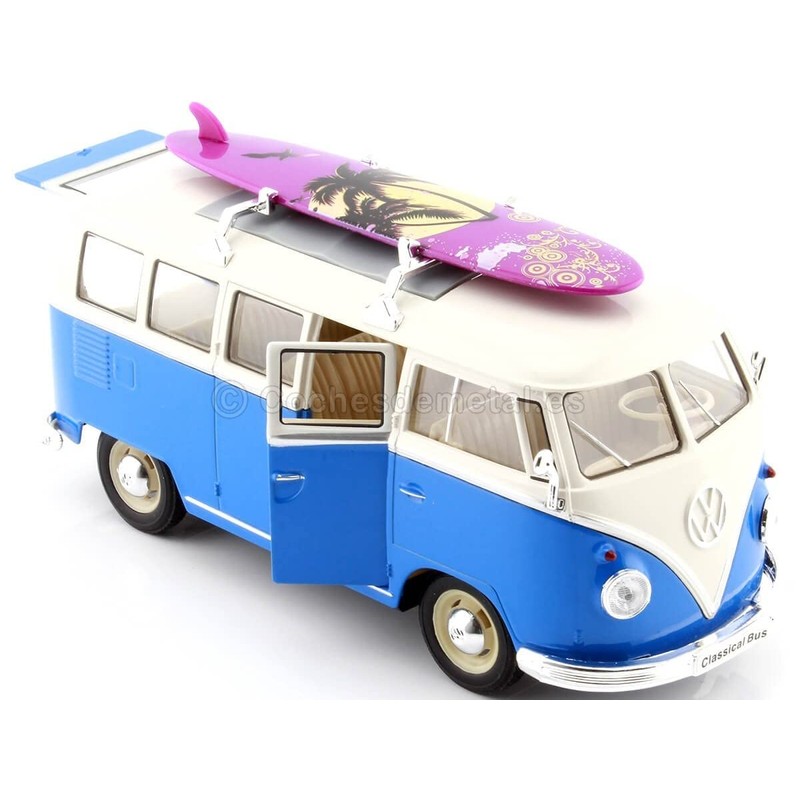 Welly 1:24 1962 Volkswagen Classical Bus with Surfboard Red/White