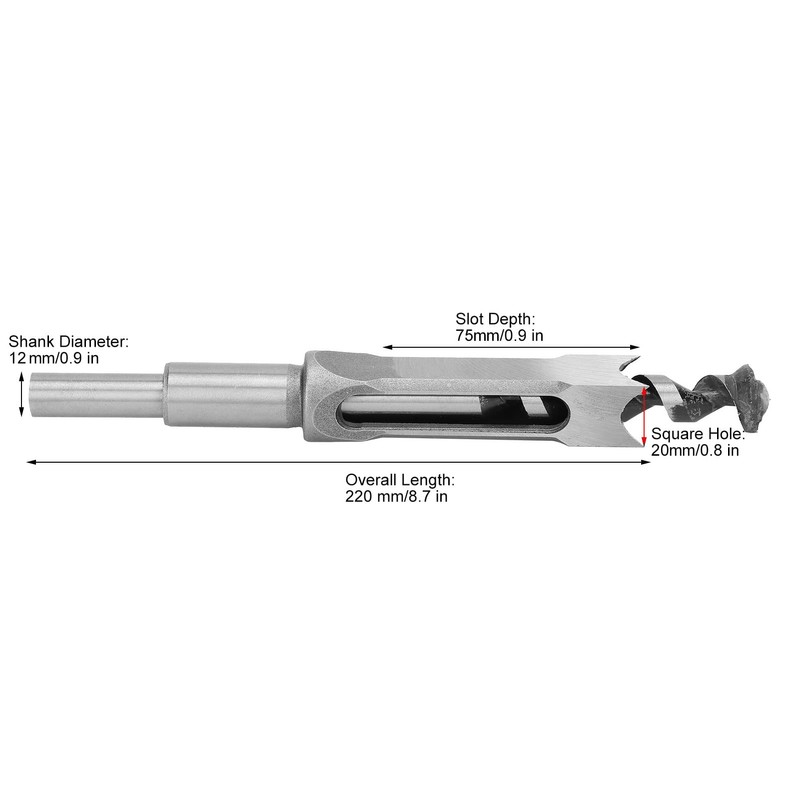 Square Hole Drill Bit 20mm Mortise Chisel Drill Square Drill