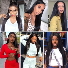 Evaxilc Straight Human Hair Bundles with Baby Hair Weave 3 Bundles Total 300 g #1B Natural Black Colour Bundles Human Hair Extensions 14 16 18 Inches