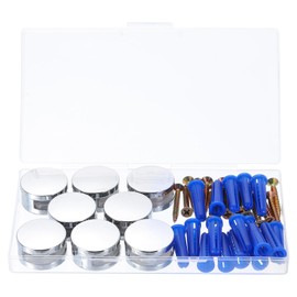 QUARKZMAN 8 Stück rahmenlose Spiegelhalterungen, Spiegelhalter aus Zinklegierung, Spiegelhalter Clips, Spiegelhalterung Halterungen Set mit Schrauben & Dübeln für Badezimmer, Silber