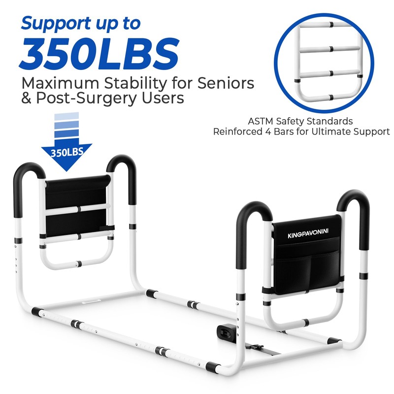 KingPavonini Dual Side Bed Rails for Seniors, 350 LBS Capacity,