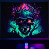SparkLia Blacklight Fire Skull Tapestry, UV Reactive Burning Skeleton Horror