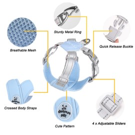 FEimaX Dog Harness Pet X Frame No Pull Step-in Harnesses with Leash Set, Adjustable Reflective Choke Free Puppy with Padded Vest for Small, Medium Dogs and Cats Walking Training