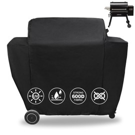 QuliMetal Grill Cover for Traeger Ironwood 885 Wood Pellet Grill, BAC513, Heavy Duty Premium Waterproof Fade Resistant Outdoor BBQ Grill Cover with Elastic Drawstrings, Full Length, Black
