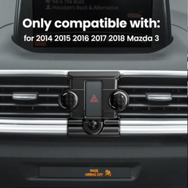 ELOHEI for Mazda 3 Phone Mount with Custom Base, Car Phone Holder for 2014 2015 2016 2017 2018 Mazda 3 Car Accessories(for 14-18 Mazda 3)