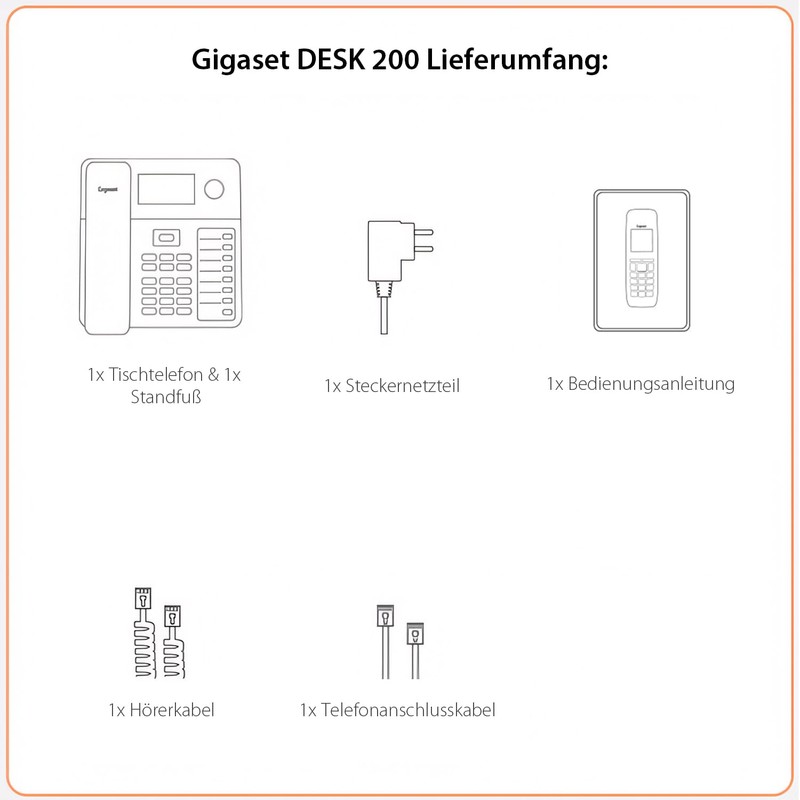 Gigaset Desk 200 Corded Space Saving Telephone with Elastic Cable