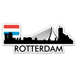 Squiddy Rotterdam Netherlands City Skyline - Vinyl Sticker Decal for Phone, Laptop, Water Bottle (4" Wide)