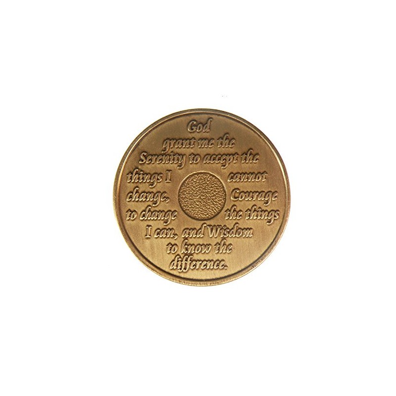 12 Year AA Medallion Traditional Bronze Raised Center Sobriety Chip