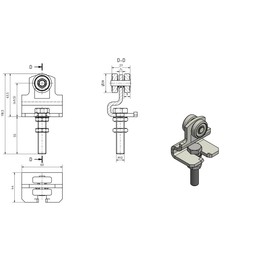 Single Roller Trolley for Sliding Gates Size 1