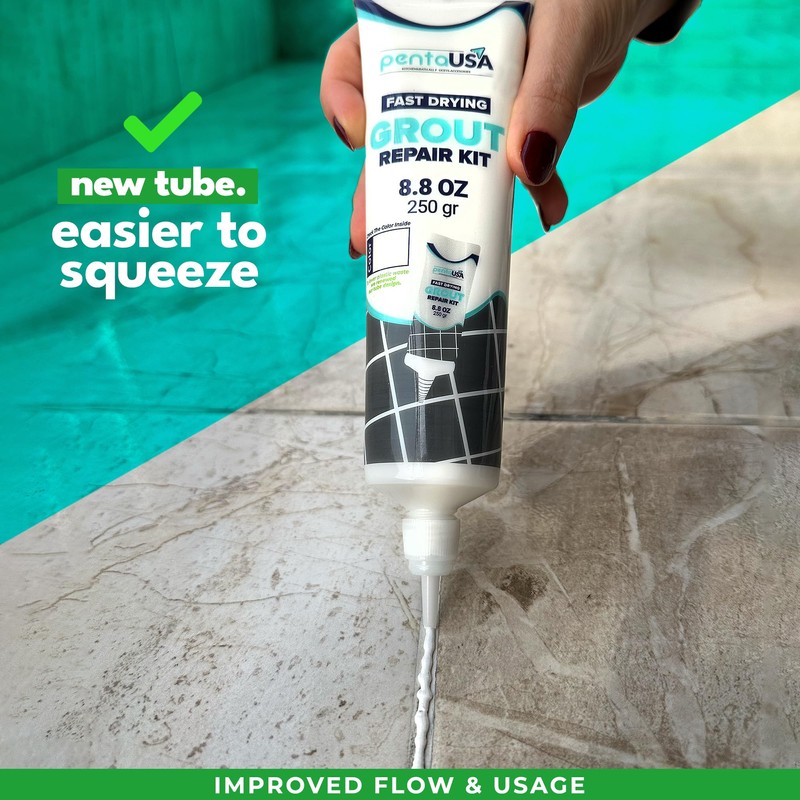PentaUSA Tile Grout Repair Kit - White Grout Filler, Triple