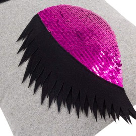 JWH Sequin Eyelash Throw Pillow Covers Handmade Decorative Fun Accent Pillow Cases Cute Rectangle Cushion Covers Couch Sofa Bedroom Bed 12x18 Inch Hot Pink Gray