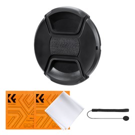 K&F Concept 40.5MM Lens Cap Snap-on Front Camera Lens Cover + Elastic Lens Cap Keeper + 2 Cleaning Cloth compatible with Canon Sony