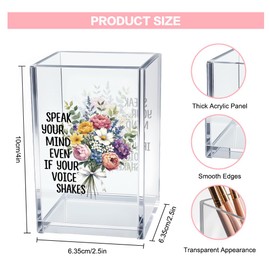 Vgrti Speak Your Mind Even If Your Voice Shakes Acrylic Cosmetic Pencil Pen Holder Cup, Women's Rights Pen Holder Cup, Promotion Appreciation Gifts for Women Men Lawyer Judge Legal Social Worker