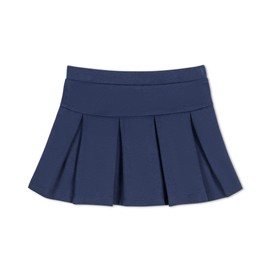 Hope & Henry Girls' Ponte Drop Waist Pleated Uniform Skort, 4, Navy Quilted