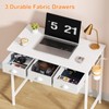 Furologee 32" Small White Computer Desk with 3 Fabric Drawers,