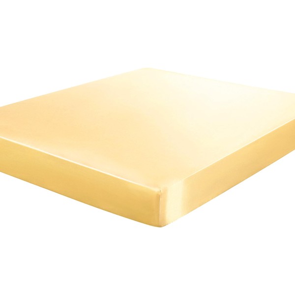 sourcing map Satin Fitted Sheet, Solid Silky 12" Deep Pocket