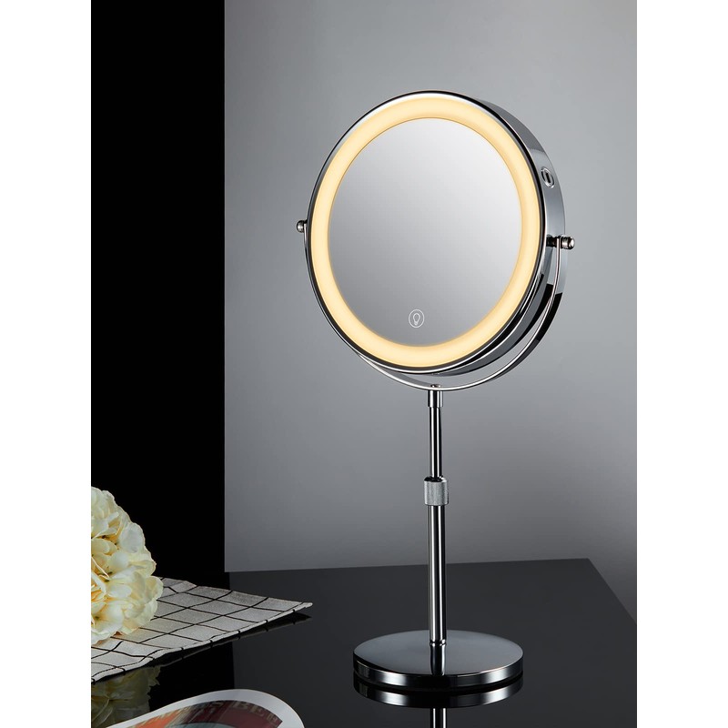 OMIRO 8.5 Inches Lighted Mirror with 3X/10X Magnifications, Double Sided