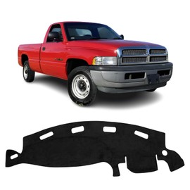 FIILINES Dash Cover for Dodge Ram 1500 2500 3500 1998-2001, Dashboard Cover Ram 1500 Accessories Suede Dash Cover Mat Sunshade Anti-Slip Pad Carpet Protector Black