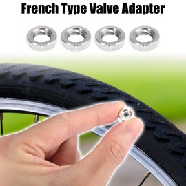 X AUTOHAUX 4pcs Silver Tone French Type Valve Air Inflator Adapter Nut Washer for Bike Tire Valve