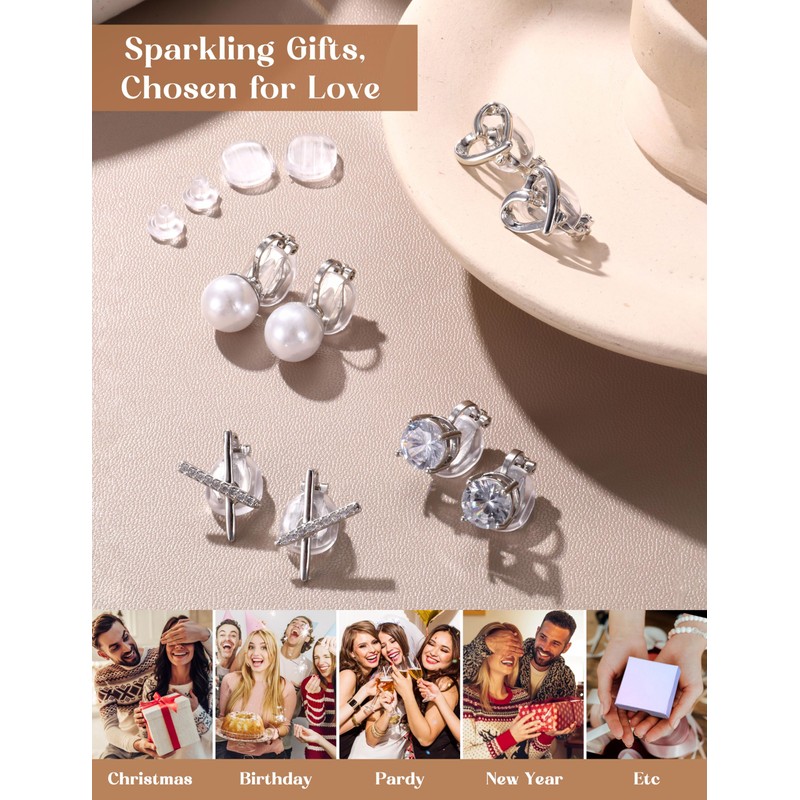 FIOROYAL Women's Clip-On Earrings Without Pierced Ears Gold Silver Clip