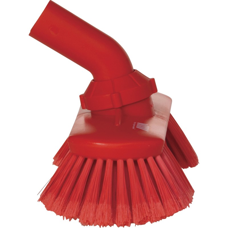 Vikan 70674 Brush,Angle Adj.,Waterfed,Soft-Split,9",Red