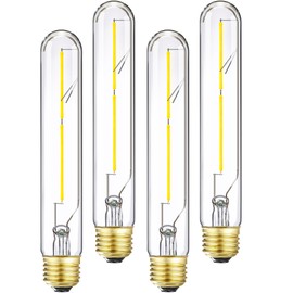 Leools T10 LED Bulb 4W Dimmable E26 Base Tubular Light Bulb 4000K Daylight 40W Equivalent 400lm T9 T8 Bulb for Rustic Pendant, Wall scones Tube Light Desk Lamp Vintage Edison Long Light Bulb,4Pcs