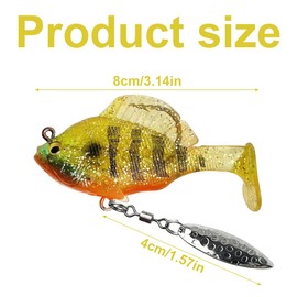 LQIOACU 6 Pieces 10G Trout Rubber Bait Fishing Jig Hook Set Jig Spinner Set Anti-Hanging Bottom Zander Rubber Bait Zander