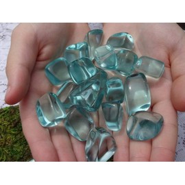 Aqua Blue Obsidian Medium Tumbled & Polished Healing Crystal Gemstone Specimens from Peru - 5pc Set