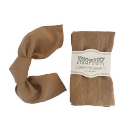 Linen Napkins –100% French Flax – Stonewashed Pure Linen Cloth Napkins - Size 18 Inch x 18 Inch – Set of 4 (Caramel)