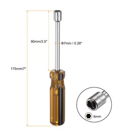 sourcing map 2pcs Metric Hex Nut Screwdriver 8mm Carbon Steel Ergonomic PVC Grip Non-Magnetic Socket Wrench Screwdriver Hand Tool for Automotive Maintenance Home Improvement.