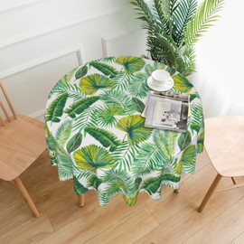 CCOCND - Mantel redondo de hojas de palma tropicales de 60 pulgadas, lavable a prueba de derrames, para interiores y exteriores, cocina, comedor