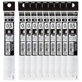 Pentel EnerGel XLRN5-A Ballpoint Pen Refills, 0.02 inches (0.5 mm), Black, 10 Pieces