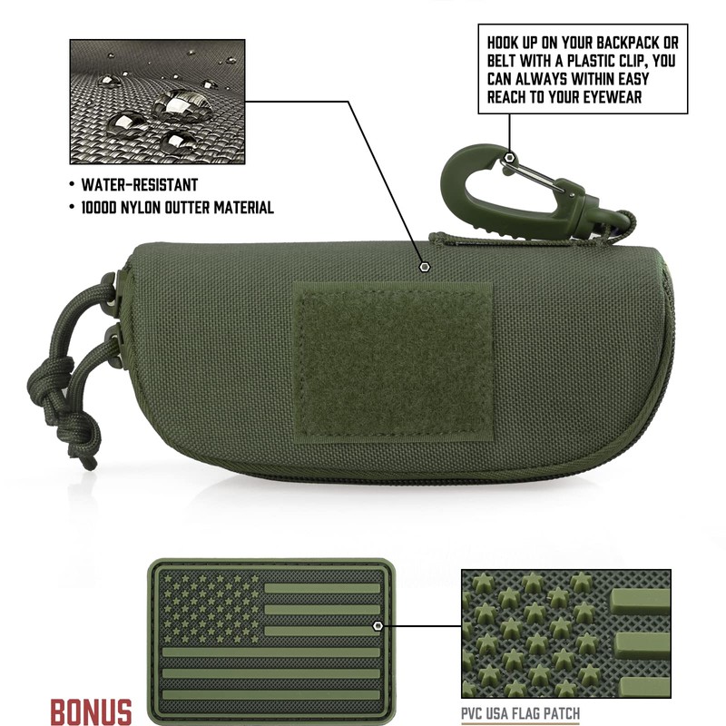 WYNEX Tactical Molle Glasses Pouch, Tactical Eyeglasses Hard Case Shockproof