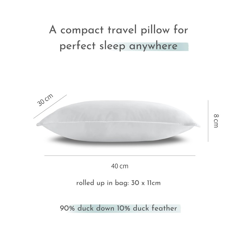 SnooozeGo Mini Duck Down Travel Pillow – Compact Feather Pillow