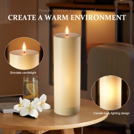 AOXDWGE 4PCS Extra Large Flameless Pillar Candles with Remote, 4"x14" Battery Operated Waterproof Candles with Timer, Flickering LED Flameless Outdoor Candles for Patio Porch Lanterns Home Decor