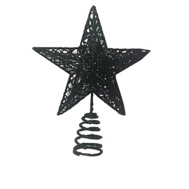 Christmas Tree Star Topper, Xmas Tree Topper Glittered 5 Point Star Treetop for Christmas Tree Ornament (Black)