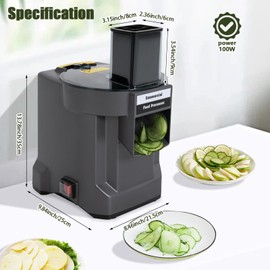 3-In-1 Commercial Vegetable Cutter, 110V Heavy Duty Multifunctional Vegetable Processor Electric Vegetables Chopper Salad Maker Food Processor Grater Slicer Dicer Machine for Home Kitchen Use