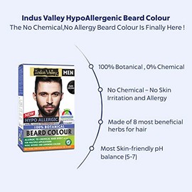 INDUS VALLEY 100% Botanical Hypo Allergic Aqua Beard Colour (Dark Brown, 100g +15ml)