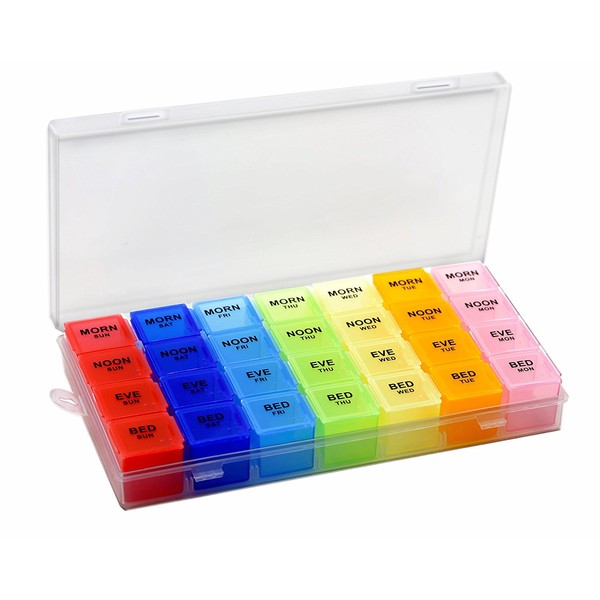 Pill Organizer Box with Snap Lids| 7-Day AM/PM | Detachable Compartments for Pills, Vitamin. (819)