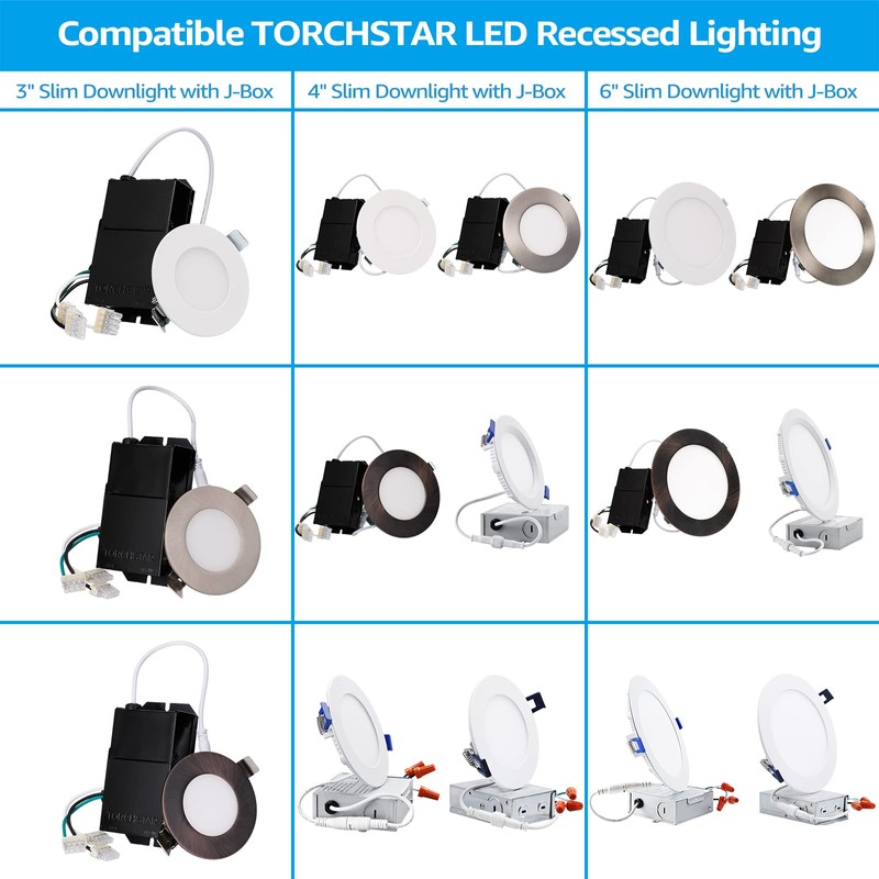 TORCHSTAR New Construction Mounting Plate, 3/4/6 Inch LED Recessed Lighting