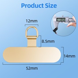 flintronic Phone Tether Tags, 2PCS Cellphone Lanyard Tether Patches, Metal Crossbody Cell Phone Lanyard Patch Gold, with Protective Soft Film, Phone Strap Connector Clip with Most Smartphones