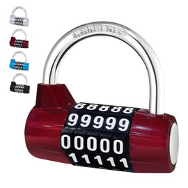 MEINUOKA Direction Lock, U-bar Combination Padlocks with Code, 5 Digit Gym Locker Lock, Storage Lock, Combination Locks for Lockers, Indoor/Outdoor Use, Red