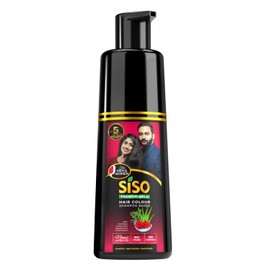 Siso Permanent Hair Color Shampoo Pump pack, Natural Black 180ml | No Skin Stain, No Ammonia, No Parabens