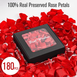 Rosaura Real Preserved Rose Petals 50g for Wedding Decor, Romantic Nights - Includes Bonus Lucky Surprise Pack! (red)