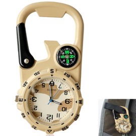 GOMETY Pocket Watch with Carabiner Nurse's Watch, Clip Carabiner Watch with Luminous, Calendar, Week, Alarm Clock, Compass, Digital Watch, Analogue Quartz Watch, Multifunctional for Camping
